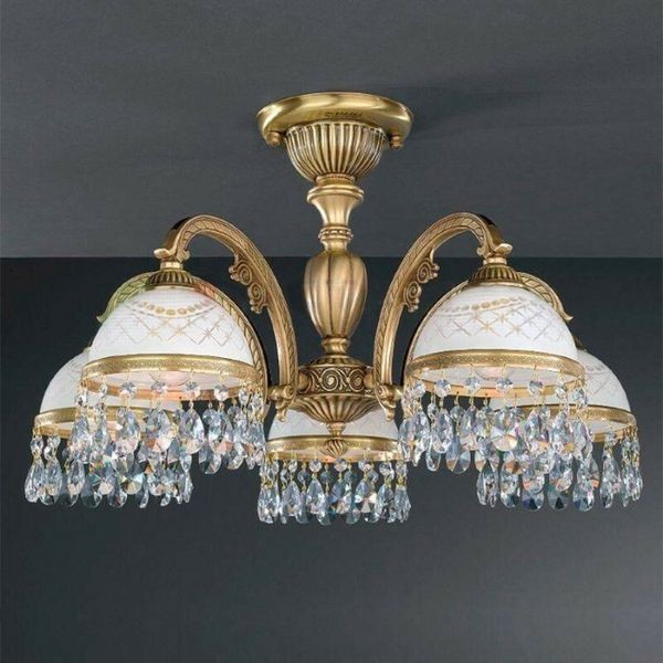 Люстра Reccagni Angelo PL. 7020/5 BRONZO ARTE BIANCO IMPERO + TRASP.