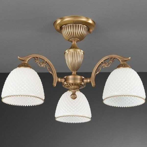 Люстра Reccagni Angelo PL. 8621/3 BRONZO ARTE VETRO BIANCO