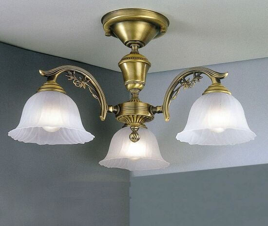 Люстра припотолочная RECCAGNI ANGELO PL. 2720/3 BRONZO ARTE VETRO SATIN