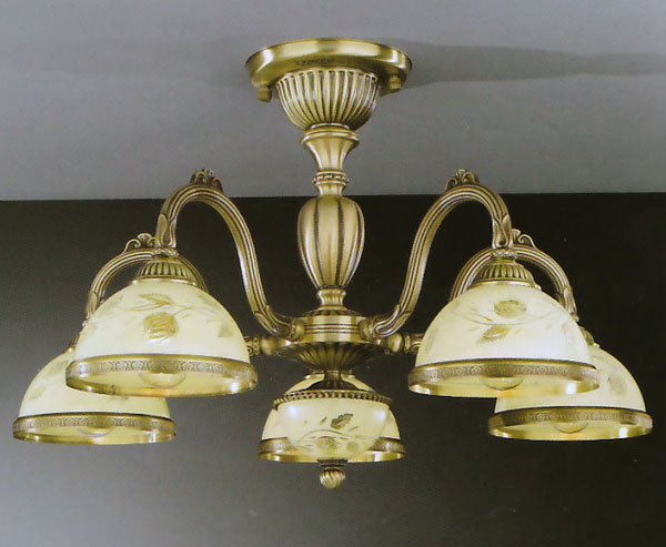 Люстра припотолочная RECCAGNI ANGELO PL. 6228/5 PL. 6228/5 BRONZO ARTE ROSE