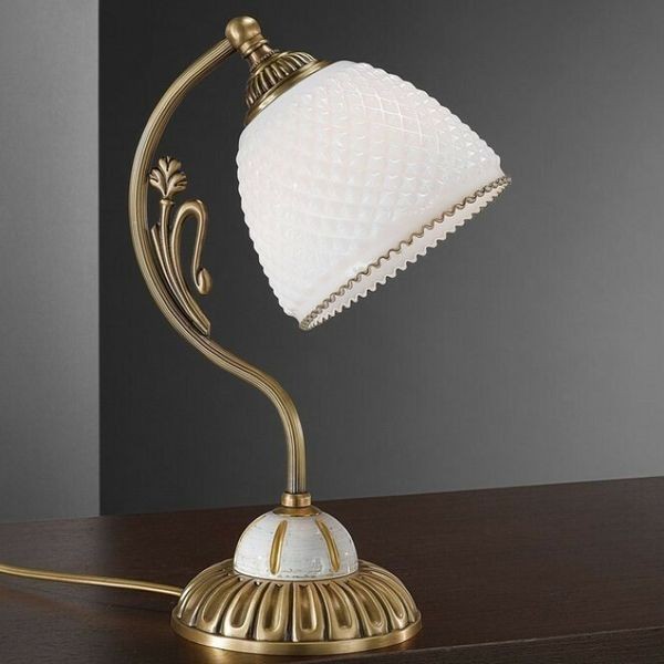 Настольная лампа Reccagni Angelo P. 8606 P BRONZO ARTE VETRO BIANCO