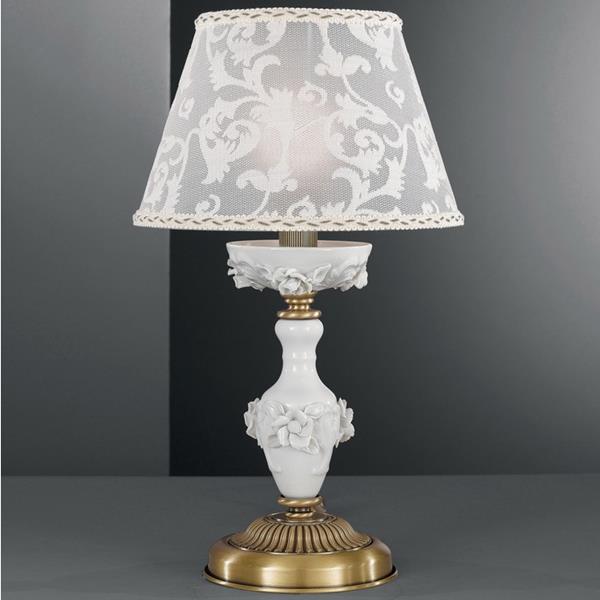 НАСТОЛЬНАЯ ЛАМПА RECCAGNI ANGELO P. 9001 P BRONZO ARTE BIANCO - RICAMO