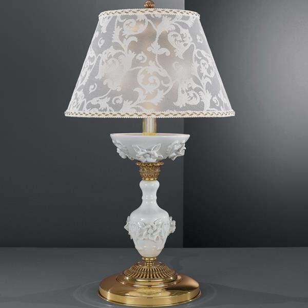 НАСТОЛЬНАЯ ЛАМПА RECCAGNI ANGELO P. 9101 G ORO FRANCESE BIANCO - RICAMO